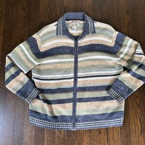 Vintage Heirloom Collectibles Ramie Cotton Multicolor Zippered Cardigan L Knit